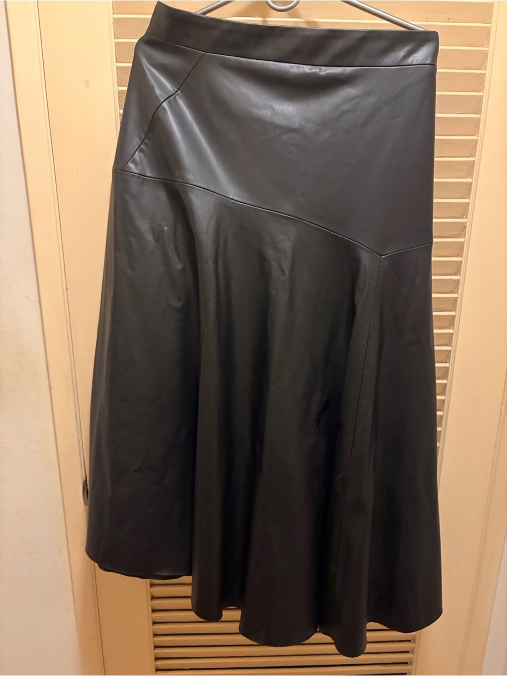 Zara Black Faux Leather A-Line Skirt
